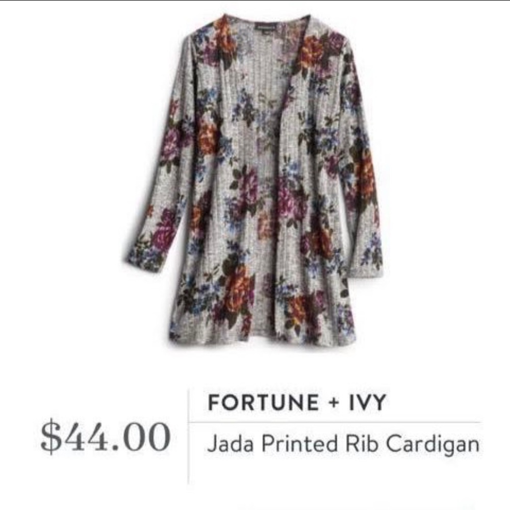 💙  $18 Fortune + Ivy Jada Cardigan - Grey Floral - Small 💙
